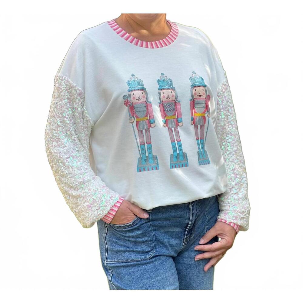 NEW SOUTHERN GRACE holiday sweatshirts in glitter nutcrackers